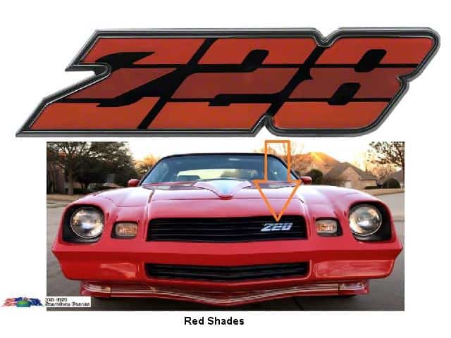 80-81 Camaro Grill Emblem Z28 - Red Shades